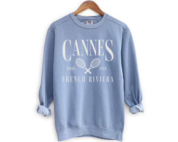 Cannes, French Riviera Social Club Pullover Sweatshirt | Tennis, Athleisure Crewneck