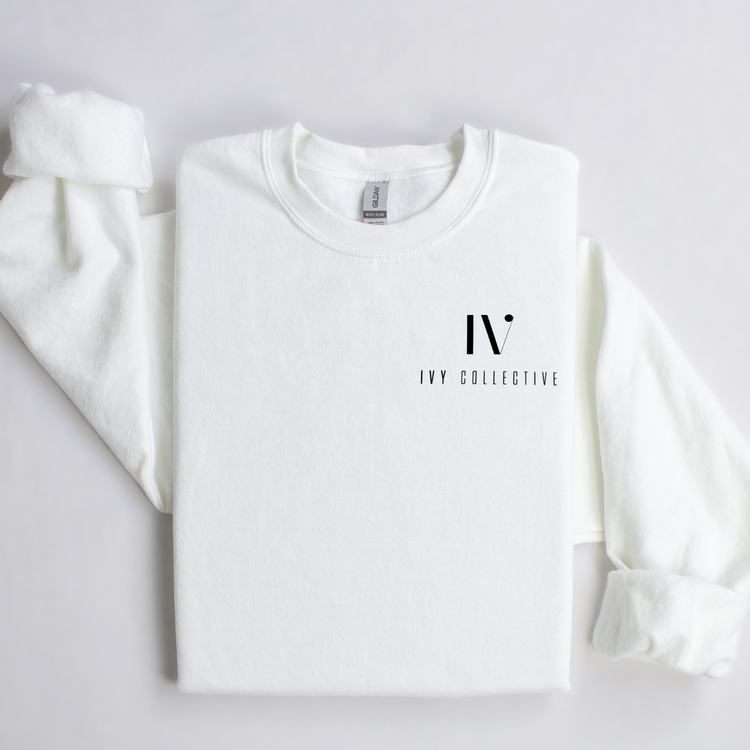 Ivy Collective Crewneck Sweatshirt, Small Embroidered Black Stitching
