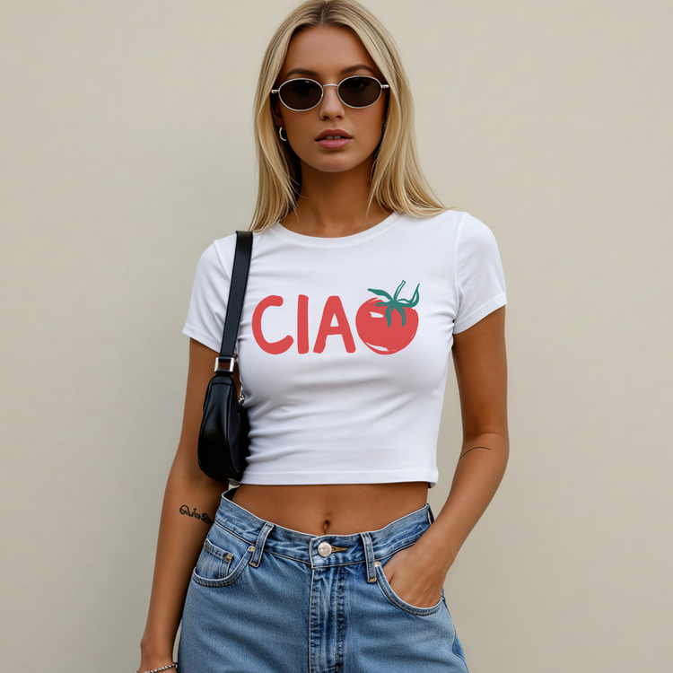 Ciao Women’s Crop Top | Cute Italian Inspired Travel Shirt