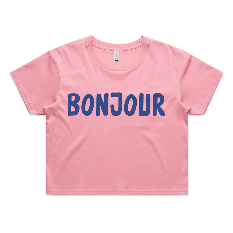 Bonjour Women’s Crop Top | Cute French Inspired Baby Tee