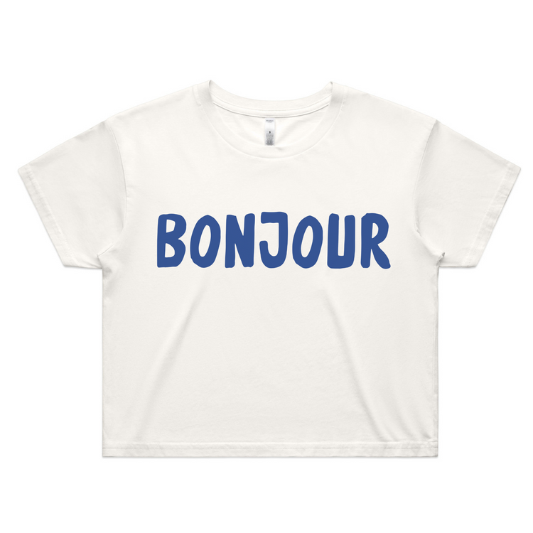 Bonjour Women’s Crop Top | Cute French Inspired Baby Tee