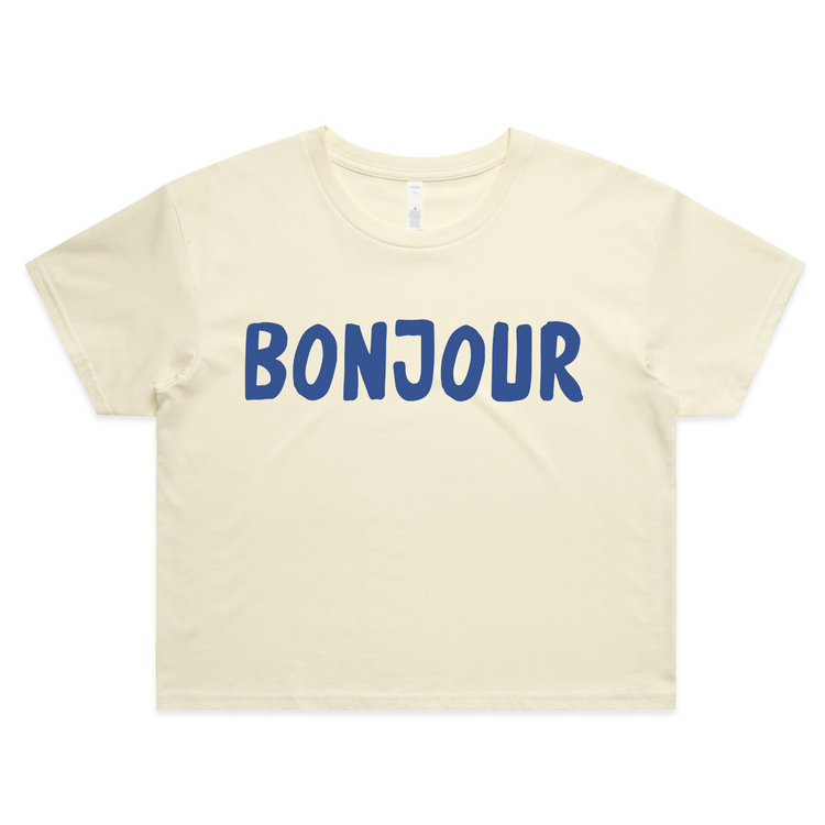 Bonjour Women’s Crop Top | Cute French Inspired Baby Tee