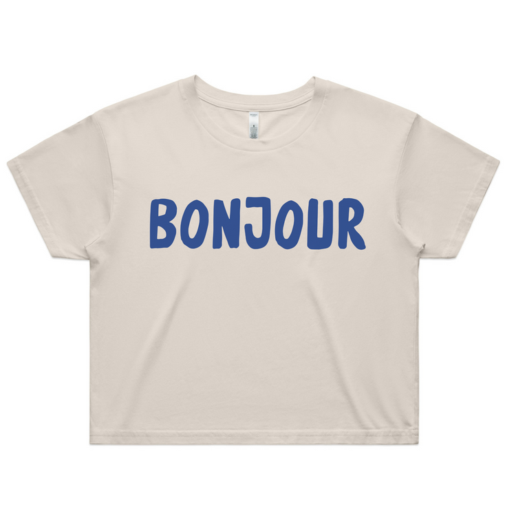 Bonjour Women’s Crop Top | Cute French Inspired Baby Tee