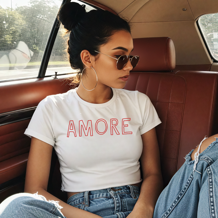 Amore Women’s Crop Top | Cute Italian Inspired Baby Tee