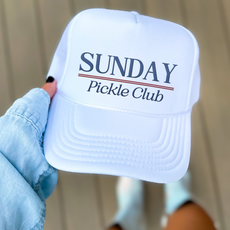 Embroidered Sunday Pickle Club Foam Trucker Hat | Retro Vintage Pickleball Cap