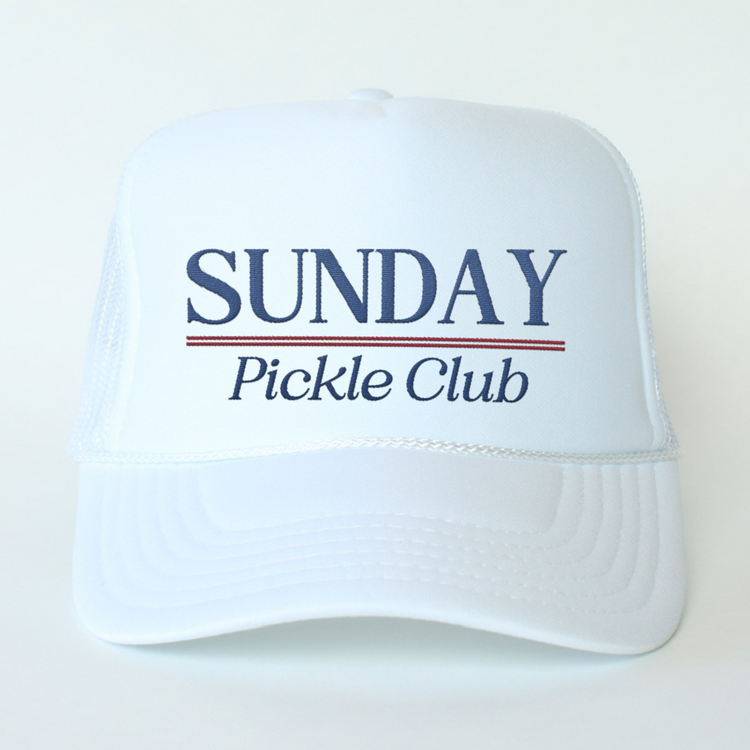 Embroidered Sunday Pickle Club Foam Trucker Hat | Retro Vintage Pickleball Cap