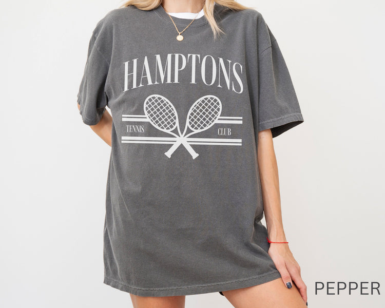 Hamptons Tennis Club Comfort Colors Short Sleeve T-Shirt | Girl’s Trip, Bachelorette Shirt | Vintage Style Athleisure, Sporty, Athletic Club
