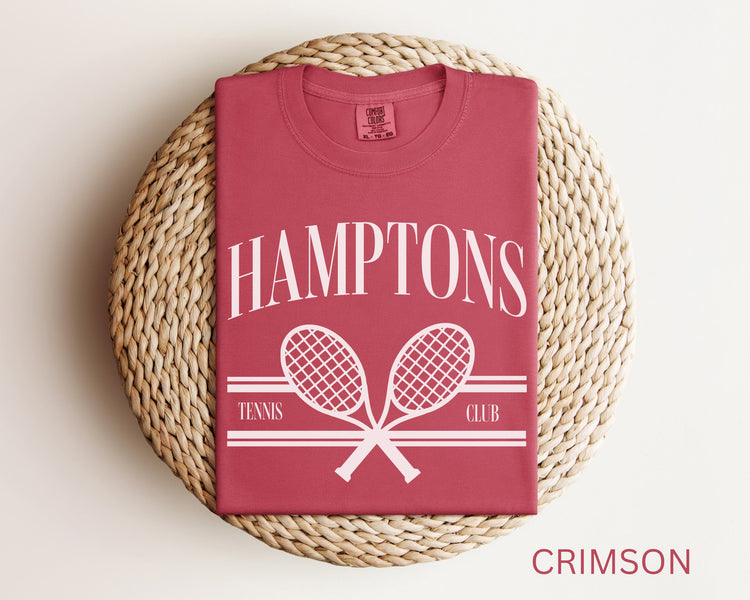 Hamptons Tennis Club Comfort Colors Short Sleeve T-Shirt | Girl’s Trip, Bachelorette Shirt | Vintage Style Athleisure, Sporty, Athletic Club