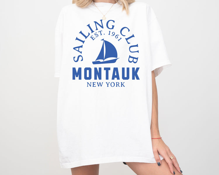 Montauk Sailing Club Comfort Colors Short Sleeve T-Shirt | Beach, Yacht Club Tee | Hamptons, New York Shirt | Gift for Her | Men’s, Women’s