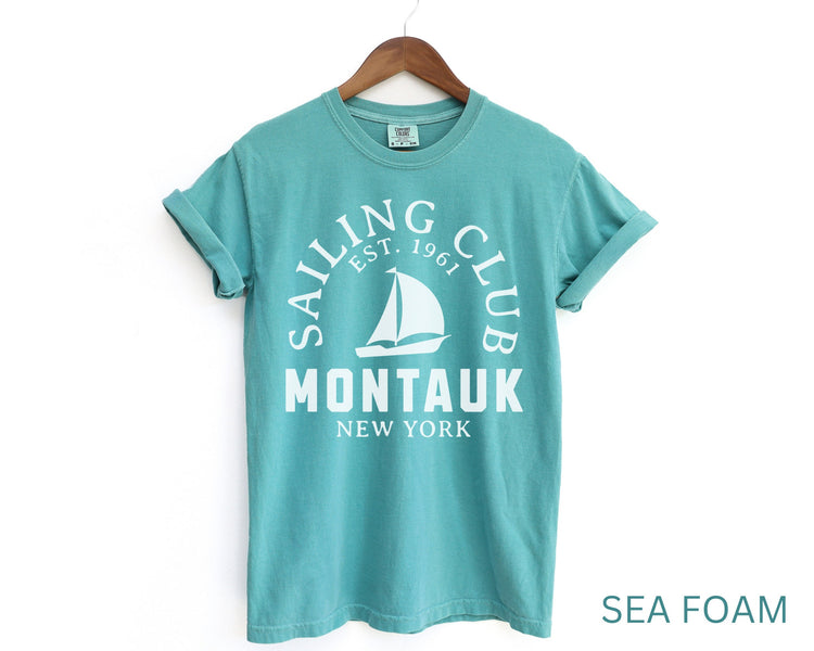 Montauk Sailing Club Comfort Colors Short Sleeve T-Shirt | Beach, Yacht Club Tee | Hamptons, New York Shirt | Gift for Her | Men’s, Women’s