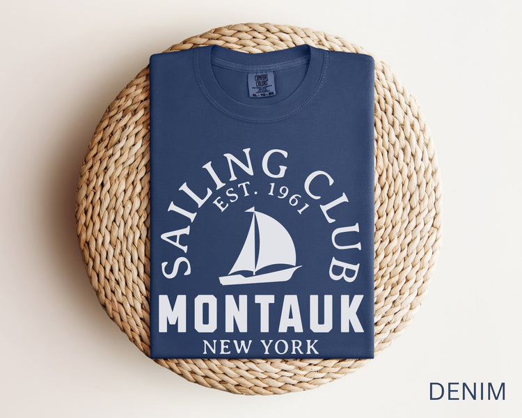 Montauk Sailing Club Comfort Colors Short Sleeve T-Shirt | Beach, Yacht Club Tee | Hamptons, New York Shirt | Gift for Her | Men’s, Women’s