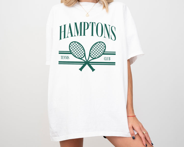 Hamptons Tennis Club Comfort Colors Short Sleeve T-Shirt | Girl’s Trip, Bachelorette Shirt | Vintage Style Athleisure, Sporty, Athletic Club