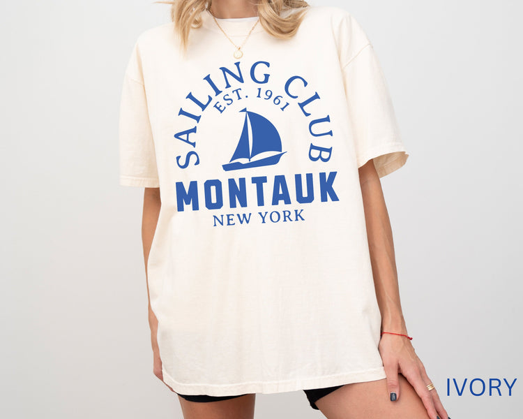 Montauk Sailing Club Comfort Colors Short Sleeve T-Shirt | Beach, Yacht Club Tee | Hamptons, New York Shirt | Gift for Her | Men’s, Women’s