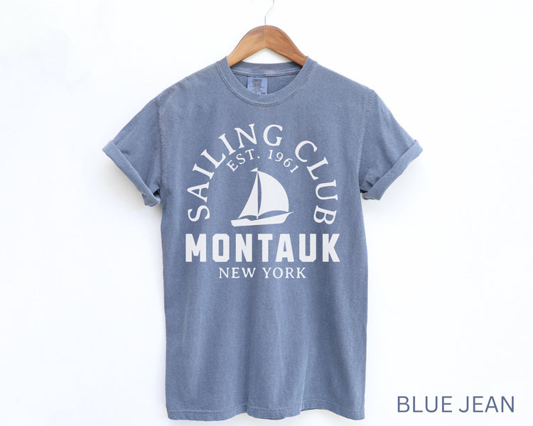 Montauk Sailing Club Comfort Colors Short Sleeve T-Shirt | Beach, Yacht Club Tee | Hamptons, New York Shirt | Gift for Her | Men’s, Women’s