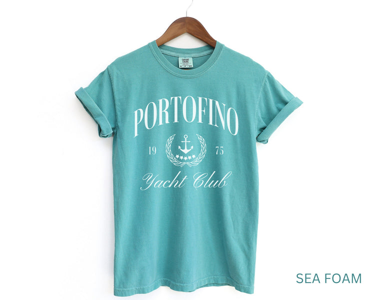 Portofino Yacht Club Comfort Colors Short Sleeve T-Shirt | Vintage Style Sailing Beach Club Italy Tee | Italian Riviera Shirt | Gift for Her