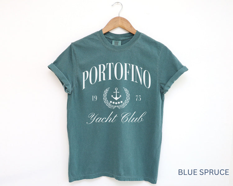 Portofino Yacht Club Comfort Colors Short Sleeve T-Shirt | Vintage Style Sailing Beach Club Italy Tee | Italian Riviera Shirt | Gift for Her