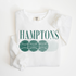 Lightweight cotton crewneck sweatshirt with "Hamptons Golf Club" in vintage retro style, perfect for layering, featuring classic coastal golf vibes and relaxed sophistication.
