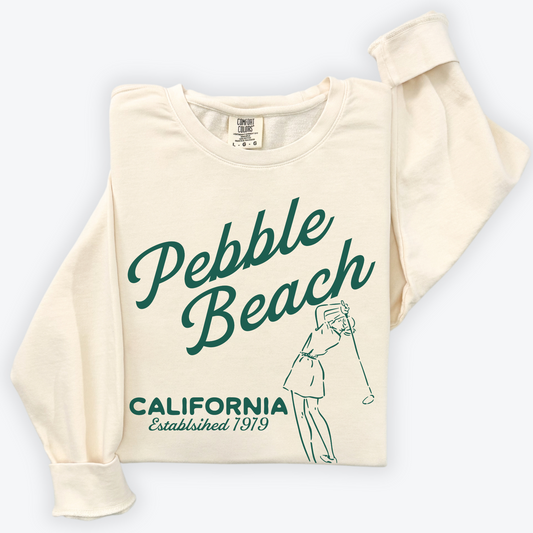 Pebble Beach, California  Lightweight Cotton Crewneck Sweatshirt