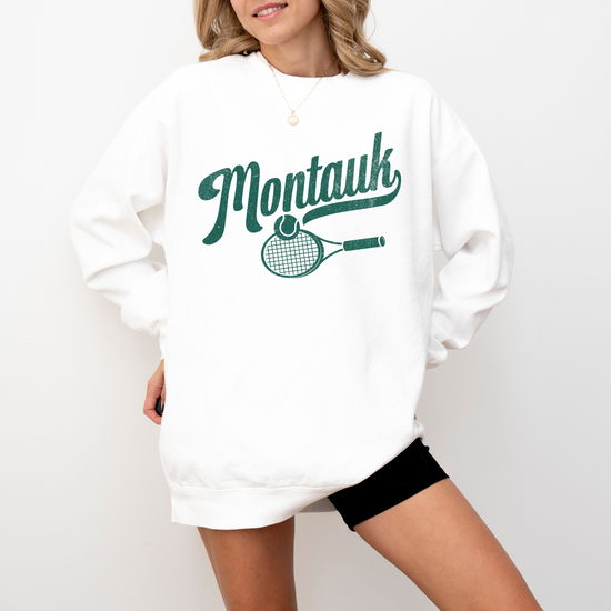 Montauk Cotton Lightweight Crewneck Sweatshirt in vintage faded style with retro coastal vibes