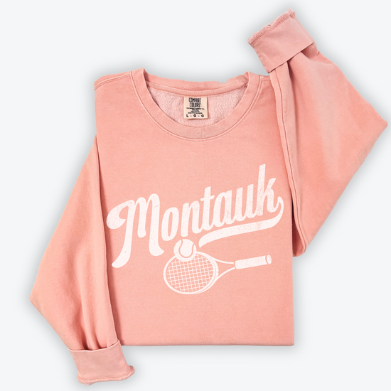 Montauk Cotton Lightweight Crewneck Sweatshirt in vintage faded style with retro coastal vibes