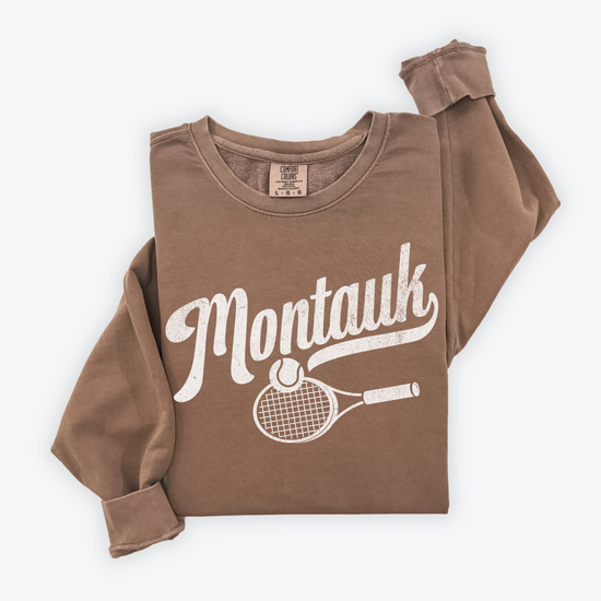 Montauk Cotton Lightweight Crewneck Sweatshirt in vintage faded style with retro coastal vibes