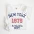 New York Athletic Department lightweight cotton crewneck sweatshirt with a vintage-inspired faded athletic design, crafted from soft cotton.