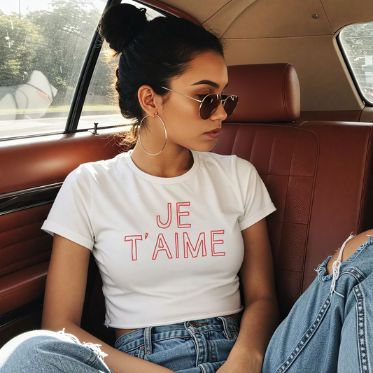 Je’ Taime Women’s Crop Top | French Inspired Baby Tee