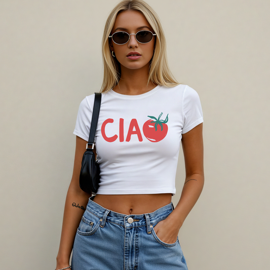 Ciao Women’s Crop Top | Cute Italian Inspired Travel Shirt