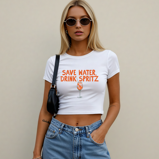 Save Water, Drink Spritz Women’s Crop Top | Cute Italian Cocktail Baby Tee