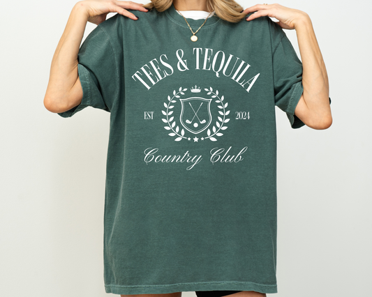 Tees & Tequila Country Club, Short Sleeve T-Shirt, Green