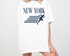 New York, Runner, Running, Vintage, Retro Style, Short Sleeve T-Shirt, Navy Print, White Shirt, On Model