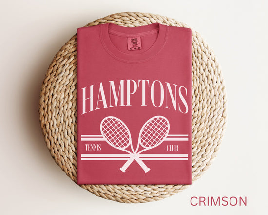 Hamptons Tennis Club Comfort Colors Short Sleeve T-Shirt | Girl’s Trip, Bachelorette Shirt | Vintage Style Athleisure, Sporty, Athletic Club