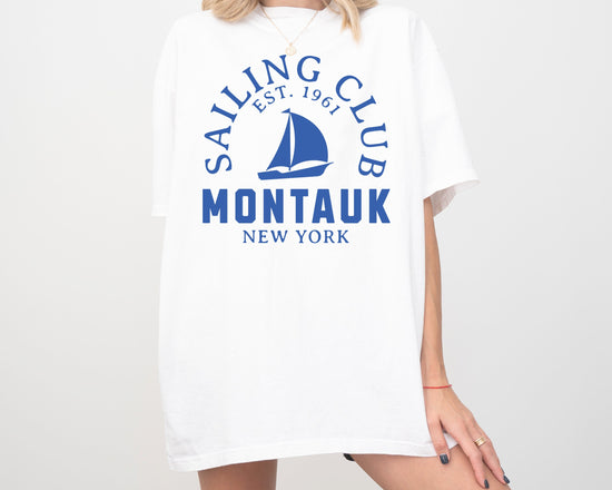 Montauk Sailing Club Comfort Colors Short Sleeve T-Shirt | Beach, Yacht Club Tee | Hamptons, New York Shirt | Gift for Her | Men’s, Women’s