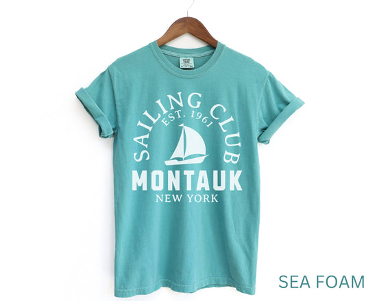 Montauk Sailing Club Comfort Colors Short Sleeve T-Shirt | Beach, Yacht Club Tee | Hamptons, New York Shirt | Gift for Her | Men’s, Women’s