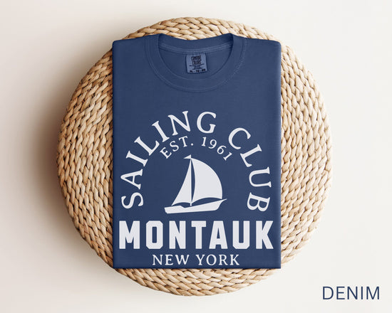 Montauk Sailing Club Comfort Colors Short Sleeve T-Shirt | Beach, Yacht Club Tee | Hamptons, New York Shirt | Gift for Her | Men’s, Women’s