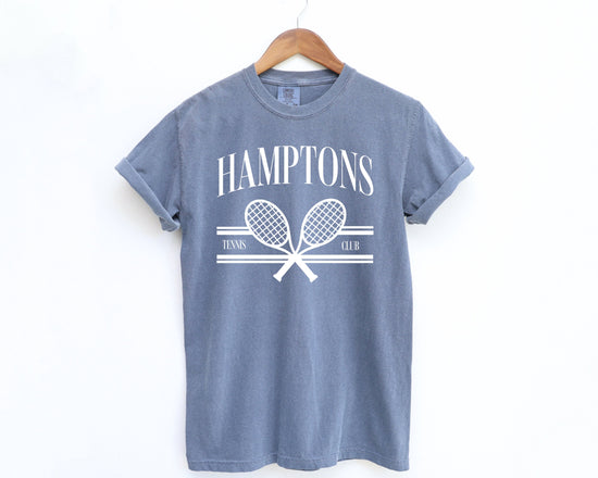 Hamptons Tennis Club Comfort Colors Short Sleeve T-Shirt | Girl’s Trip, Bachelorette Shirt | Vintage Style Athleisure, Sporty, Athletic Club