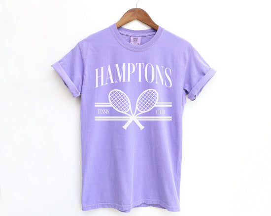 Hamptons Tennis Club Comfort Colors Short Sleeve T-Shirt | Girl’s Trip, Bachelorette Shirt | Vintage Style Athleisure, Sporty, Athletic Club