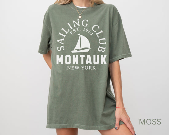 Montauk Sailing Club Comfort Colors Short Sleeve T-Shirt | Beach, Yacht Club Tee | Hamptons, New York Shirt | Gift for Her | Men’s, Women’s