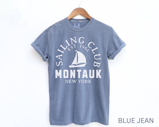 Montauk Sailing Club Comfort Colors Short Sleeve T-Shirt | Beach, Yacht Club Tee | Hamptons, New York Shirt | Gift for Her | Men’s, Women’s