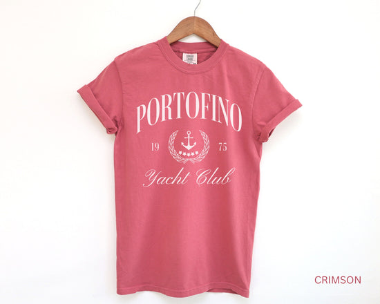 Portofino Yacht Club Comfort Colors Short Sleeve T-Shirt | Vintage Style Sailing Beach Club Italy Tee | Italian Riviera Shirt | Gift for Her