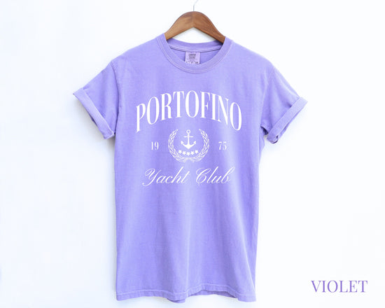 Portofino Yacht Club Comfort Colors Short Sleeve T-Shirt | Vintage Style Sailing Beach Club Italy Tee | Italian Riviera Shirt | Gift for Her