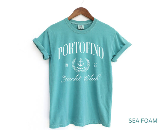 Portofino Yacht Club Comfort Colors Short Sleeve T-Shirt | Vintage Style Sailing Beach Club Italy Tee | Italian Riviera Shirt | Gift for Her