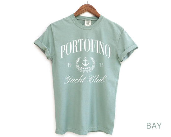 Portofino Yacht Club Comfort Colors Short Sleeve T-Shirt | Vintage Style Sailing Beach Club Italy Tee | Italian Riviera Shirt | Gift for Her